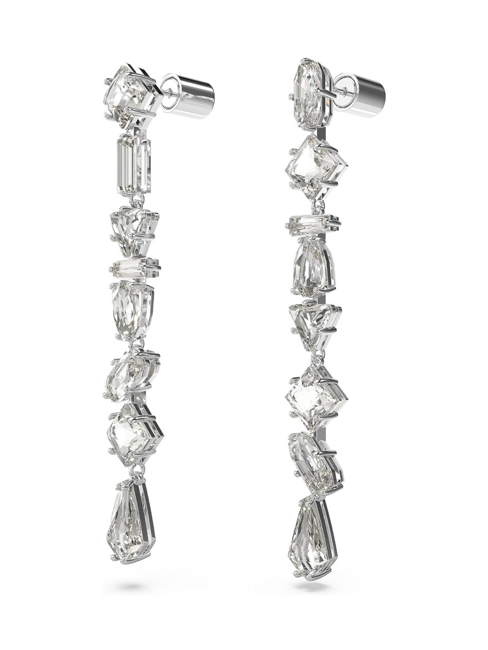 Swarovski Clear Multi-Shape Linear Mesmera Drop Earrings - New - Picture 3 of 8